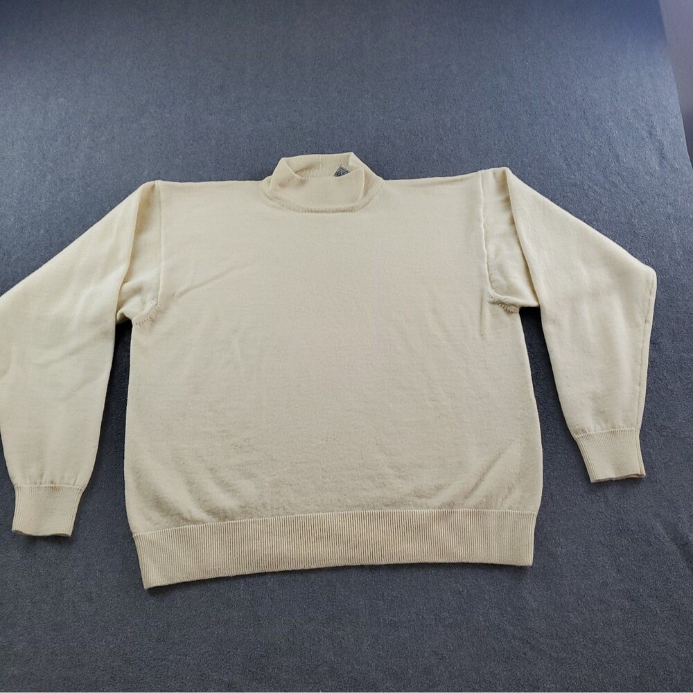 Vintage Domani Uomo Turtleneck Sweater 100% Wool Tan womens Size XL